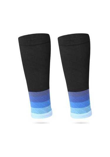 Mavi 1 Çift Buzağı Kollu Koşu Spor Bacak Elastik Sıkıştırma Manşonu Çorap Açık Hava Sporları Fitness Zpg İçin