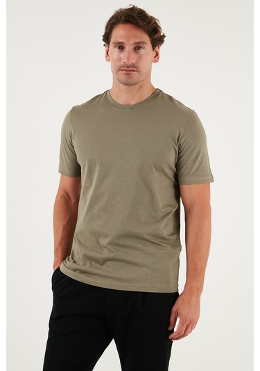 Buratti Pamuklu Regular Fit Bisiklet Yaka Erkek T Shirt 59020204 Vizon Yeşili