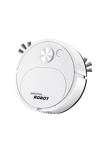 Trendooze Süpürme Robotu Otomatik Aile Mini Temizleme Makinesi Usb Şarjlı Akıllı Süpürge Beyaz Vw Beyaz