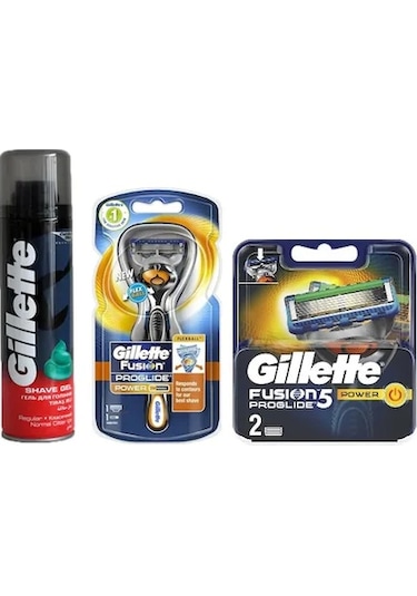 Gillette Fusion Proglide Power 1 Up + Yedek Başlık 2'li + Tıraş Jeli 200 ML