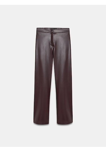 Dilvin 72237 Suni Deri Çan Paça Pantolon-bordo Bordo