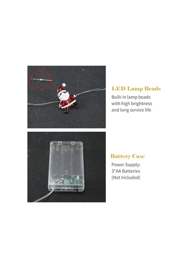 Dianziye Kardan Adam Şekilli Noel Dekorasyon Led Işık Zinciri 3m 30 Ampul Pilli Sürekli Açık+parıltı Modu