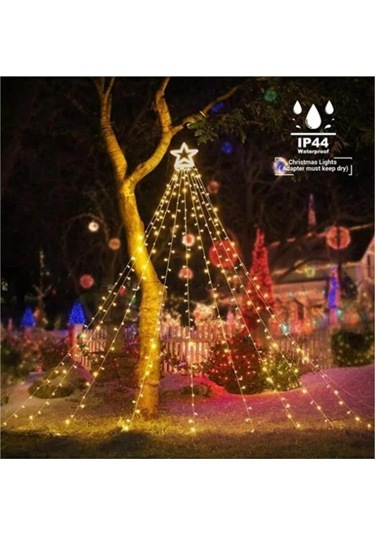 Yıldız Sarı Tepe Güneş Enerjili Solar Led Işık Yılbaşı Led Işık Sarı