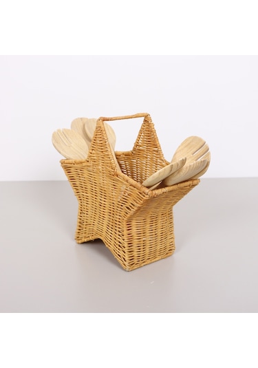 Bohem Rattan Yıldız Çatallık Ve Kaşıklık 26x17, Iskandinav, Modern