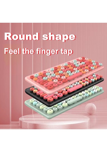 Jeemson 86 Tuşlu Klasik Dairesel Anahtar 2.4g Kablosuz Klavye-fare Seti, 10m Menzil, 5000w Tuş Ömrü, Bilgisayar Ve Tv Uyumlu, Plug & Play, Siyah Diğer