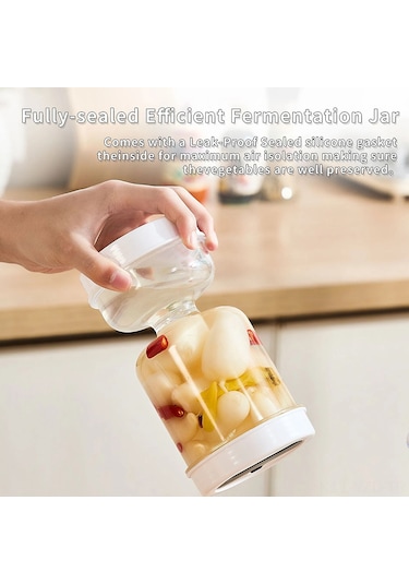 Yuntech01 Beyaz Plastik 800ml Mutfak Tuzluk Kavanozu, İki Kullanımlı Islak-kuru Ayırıcı, Görünür Kapaklı, Katlanabilir Çatalı, Lezzetli Taze Tuzluklar İçin Beyaz