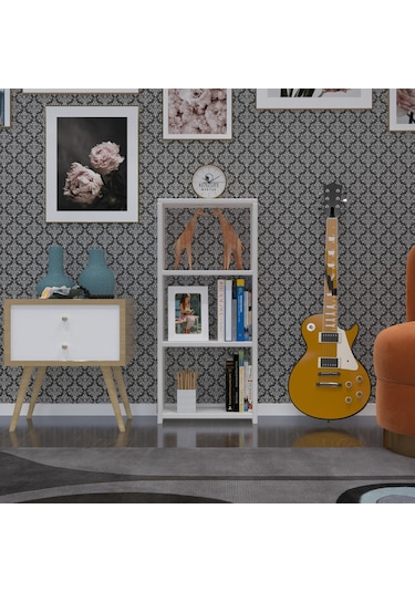 Kenzlife Kitaplık Süper Ga 090 40 19 Byz 3 Katlı Tek Bölme Ofis Mutfak Banyo Dolabı Arkalıksız