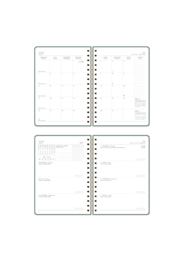 2026 A5 Spiralli Keten Haftalık Ajanda 12 Aylık - Yeşil Yeşil