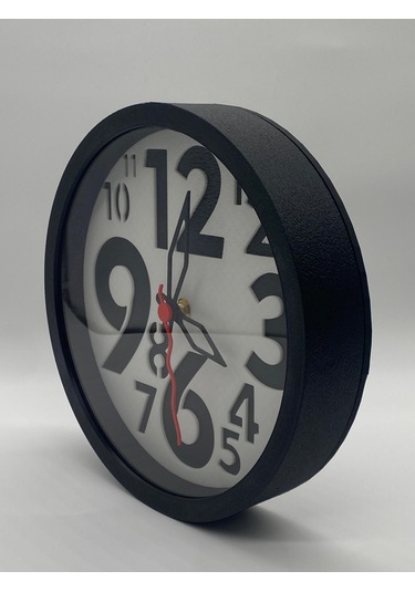 Büyük Rakamlı Modern Duvar Saati, Siyah Kasa, Eğlenceli Stil Siyah