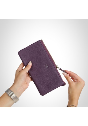 Mft Leather Hakiki Deri Kadın Cüzdan Çanta Almeda 5463 Flother Mat Mor