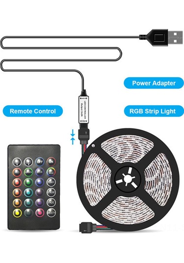 Maiyame 16 Renkli 4 Modlu Ip65 Su Geçirmez Rgb Led Şerit Işık, Uzaktan Kumandalı Kesilebilir Işık Bandı, Dekoratif Aydınlatma Diğer