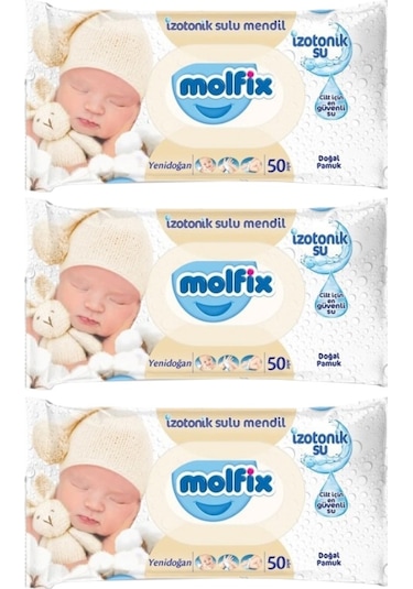 Molfix Islak Havlu Mendil Izotonik Yenidoğan 3 Lü Set 50 Yaprak P