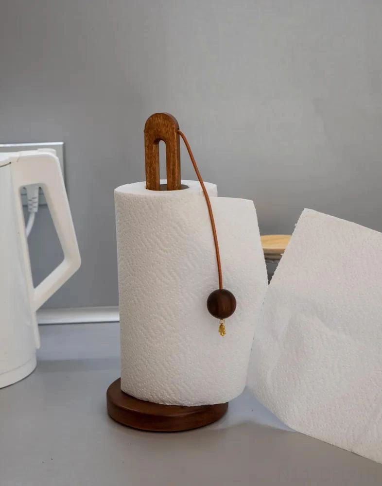 Dofolink Ahşap Mutfak Havlu Tutucu - Akasya Ağacı Masaüstü Modeli, Evde Kullanıma Uygun, Doğal Kahverengi Renk Kahverengi