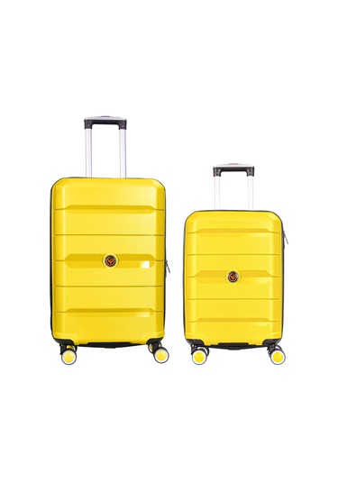 Npo Diamond Pp Polipropilen Büyük Ve Küçük Boy 2'li Kırılmaz Valiz Seti-sarı Sarı