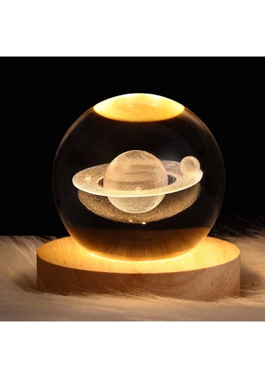 Saturn Işıklı Cam Küre Kod 59