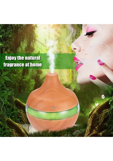 Geeksen Ahşap Desenli Usb Led Gece Lambalı 300ml Ultrasonik Buzul Makinası - Sessiz Havuz Nemlendirici Ve Aromaterapi Cihazı