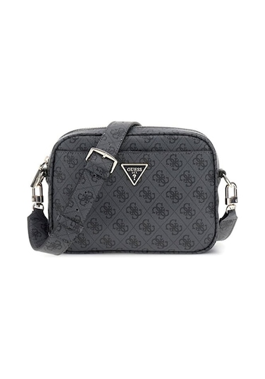 Guess Kadın Monogram Desenli Geniş Askılı Kamera Çantası - Antrasit Antrasit