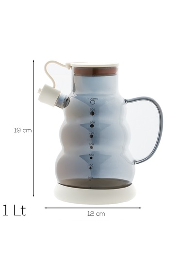 Porsima 3617-2 Kapaklı Borosilikat Cam Yağlık Sirkelik Yağdanlık 1000ml Beyaz Beyaz