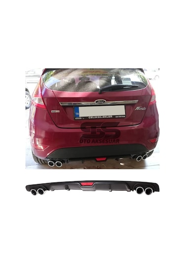 Ford Fiesta Mk7 Difüzör Arka Tampon Eki 4 Egzoz Çıkışlı Siyah