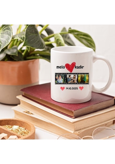 Kişiye Özel Film Şeridi Fotoğraflı Sevgili Kupası Ve Gece Parlayan Lotus Kolye Hediyelik Seti