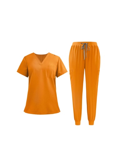 Suntek Kadın Fırçalama Üniforma Seti V Yaka Ve Jogger Sarı-l
