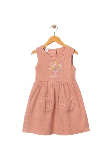 Çiçek Nakışlı Müslin Elbise SOMON