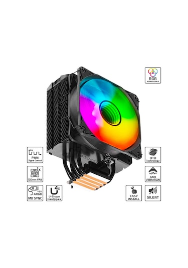 Fan Cpu Combo Notus 400 Argb Bakır Boru Kule Tipi 1700+1200+1366+2011+1156/ Am4+am5