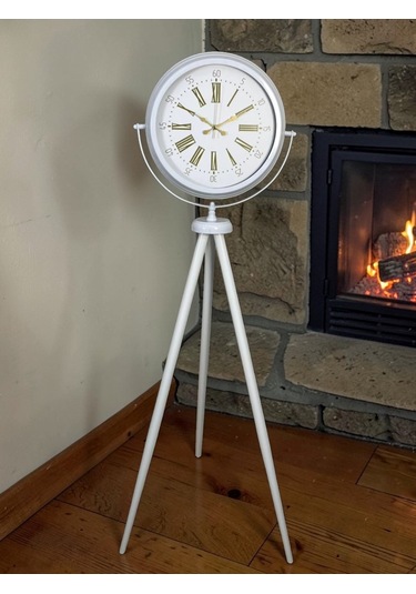 Royal White Gold Roma Rakam Tripod Ayaklı Saat Beyaz