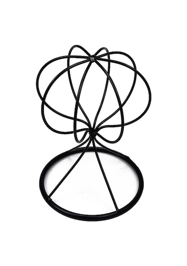 Balon Tarzı Şapka Askısı Masaüstü Dekoratif Peruk Sergileme Standı Siyah 22 Cm Diğer