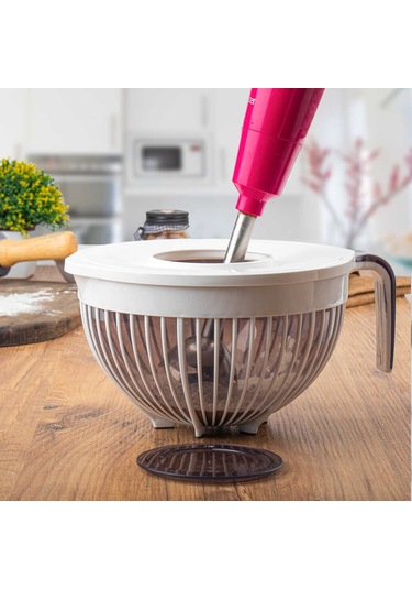 Porsima 3132 Linea 2 li Çok Amaçlı Kapaklı Karıştırma Mikser Kabı Pirinç Süzgeci - Beyaz