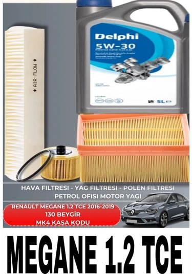 Renault Megane 1.2 Tce 2016-2019 +delphi 5w-30 5lt 2025 4lu Set