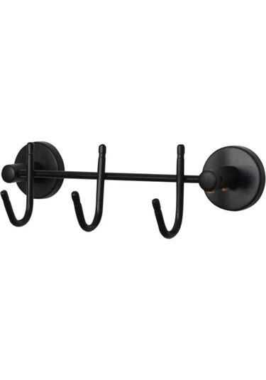 MultiStore Siyah 3'lü Sıra Askı Wc Askı Banyo Mutfak Düzenleyici Askısı Siyah