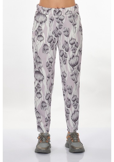 Perspective Desenli Lastikli Bel Çok Renkli Kadın Pantolon 24790160 001