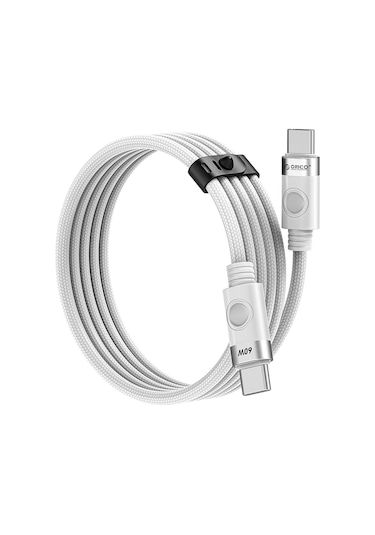 Orico CDX-60CC-WH-BP 60W PD Type-C To Type-C Hızlı Şarj Ve Data Kablosu 1 M Beyaz