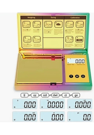 Fastbuy Dream011 Krom Gökkuşağı Tartı 200g, Mini Cep Tartı, Renkli, Pratik Gıda Onsu Renkli
