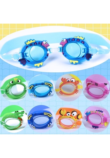 Karikatür Su Geçirmez Anti-Sis Yüksek Çözünürlüklü Çocuk Yüzme Gözlükleri Pembe Yunus Çok Renkli