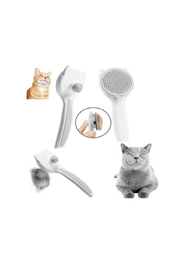 Coofbe Otomatik Temizlenen Kedi Köpek Tarağı Beyaz