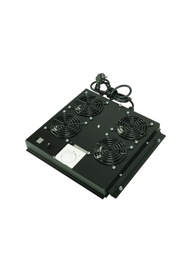 Canovate 4Lü Rack Kabinet Fan Modülü Termostatlı Ral 9005 Siyah