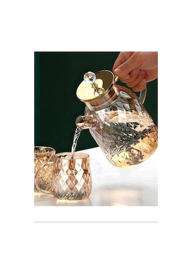 Kabartmalı Bambu Kapaklı Borosilikat Cam Demlik 1500ml Royaleks-cm-2005 Renkli