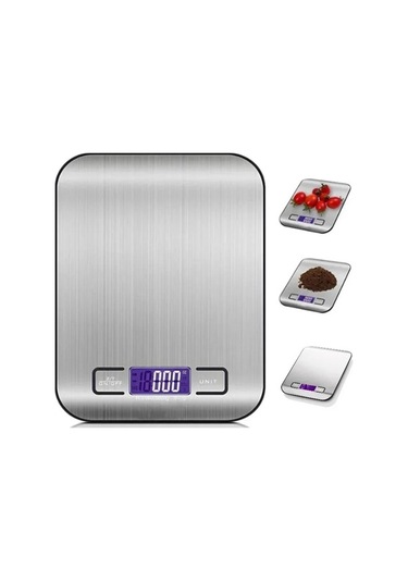 Wondernest Terazisi Paslanmaz Mutfak Lichen Gümüş Dijital Tartı 5/10kg Bz Gümüş