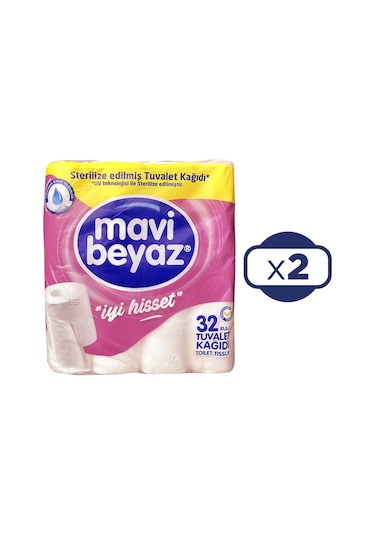 Mavi Beyaz 2 Katlı Tuvalet Kağıdı 2 x 32'li