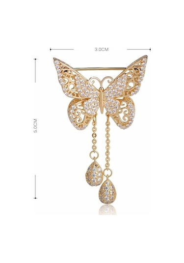 Novahub Beyaz Lüks Kelebek Tarzı Bakır Broş Iğneler Parlak Böcek Korsaj Kızlar Parti Takı Beyaz