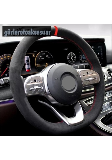 Opel Astra H Dikmeli Direksiyon Kılıfı Alkantra Kırmızı Yüzüklü