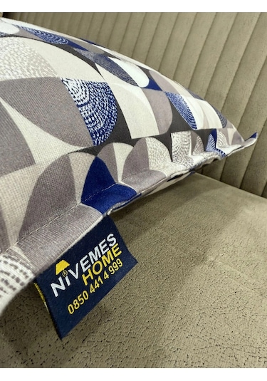 Nivemeshome Mozaik Mavi-beyaz 45x45 Kırlent Kılıfı Çok Renkli