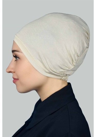 Altobeh Hazır Pratik Geçmeli Lastikli Tesettür Bone - Krem