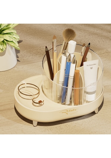 Cbtx 8374 Masaüstü Makyaj Fırçası Varil Kalemlik Kozmetik Dönebilen Saklama Kutusu