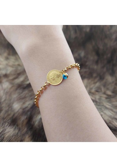 ALTINBEYI Doçlu Ata Çeyrek Altınlı Bileklik Sarı Altın