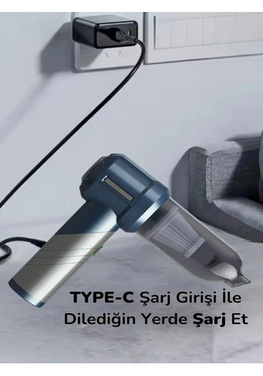 16000pa Güçlü Vakumlu Şarjlı El Süpürgesi 9 Başlıklı Kablosuz Ara