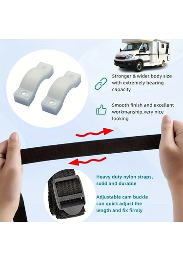 Dashanshop Ağır Hizmet Tank Bağlama Kelepçesi 1set Ayarlanabilir Sağlam Sabitleme Rv Tekne Kamyon