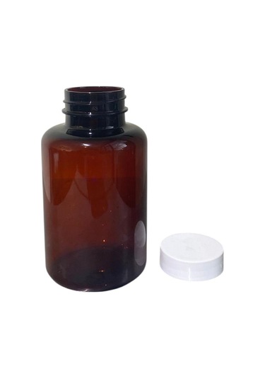 250ml Kahverengi Tablet Şişesi Beyaz Kapak, 24 Adet, Tablet Şişesi, Ecza Şişesi, Kozmetik Şişe Kahverengi